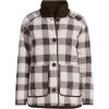 Lands’ End Women’s Sherpa Fleece Reversible Mixed Media Long Jacket(Rich Coffee/Brown Check)
