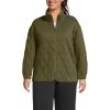 Lands’ End Women’s RainDefense Serious Sweats Quilted Full Zip Jacket(Olive Drab)