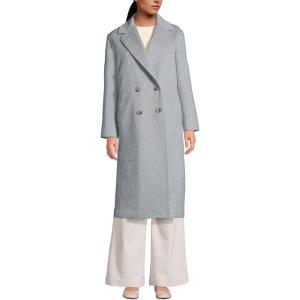 Lands’ End Women’s Insulated Double Breasted Wool Coat(Light Gray Heather)