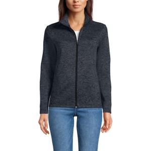 Lands’ End Women’s Sweater Fleece Jacket(Black Heather)