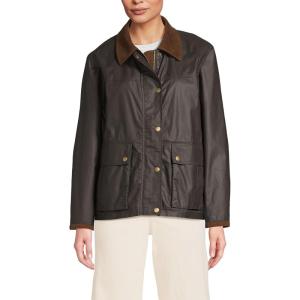 Lands’ End Women’s Waxed Cotton Barn Jacket(Chocolate/Oak Trim)