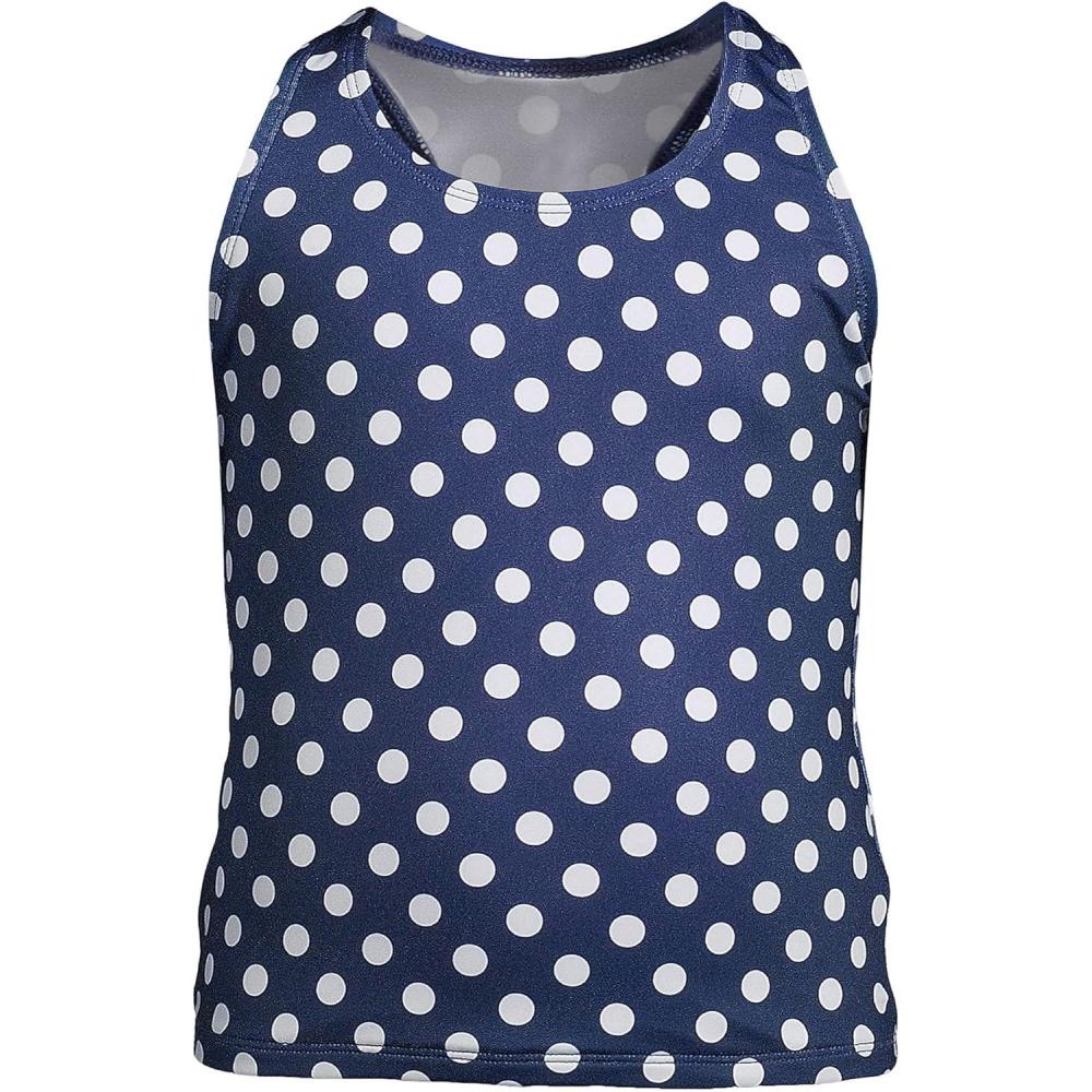 imageLands End G Tankini Swim Top Deep Sea Navy Shadow Dot Kids Slim 7