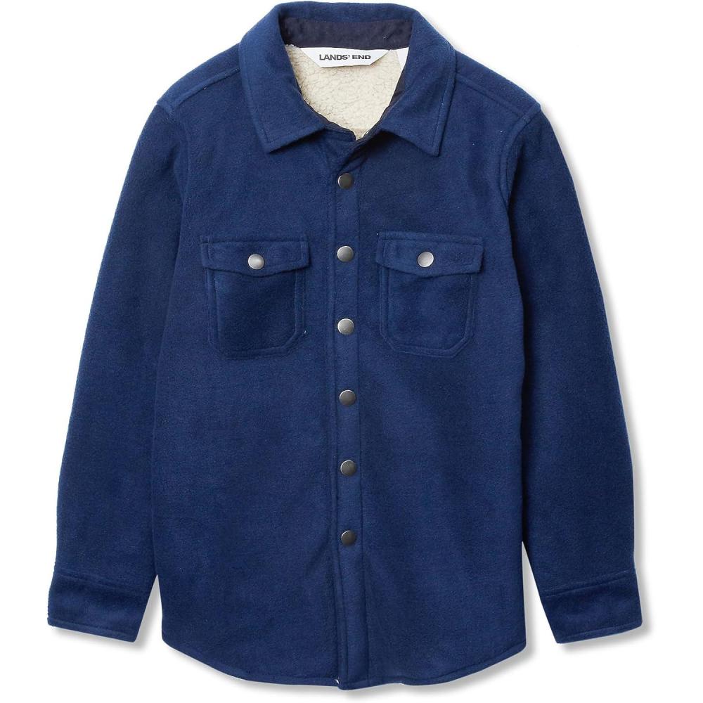 imageLands End Kids Flannel Shacket XXLarge Navy