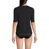 Lands’ End Women’s Sunshade UPF 50 Elbow Sleeve Rash Guard Swim Tee(Black)