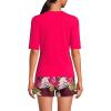 Lands’ End Women’s Sunshade UPF 50 Elbow Sleeve Rash Guard Swim Tee(Coral Ruby)