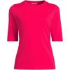 Lands’ End Women’s Sunshade UPF 50 Elbow Sleeve Rash Guard Swim Tee(Coral Ruby)