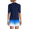 Lands’ End Women’s Sunshade UPF 50 Elbow Sleeve Rash Guard Swim Tee(Deep Sea Navy)