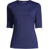 Lands’ End Women’s Sunshade UPF 50 Elbow Sleeve Rash Guard Swim Tee(Deep Sea Navy)