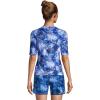 Lands’ End Women’s Sunshade UPF 50 Elbow Sleeve Rash Guard Swim Tee(Navy)