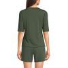 Lands’ End Women’s Sunshade UPF 50 Elbow Sleeve Rash Guard Swim Tee(Rich Olive Green)