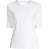 Lands’ End Women’s Sunshade UPF 50 Elbow Sleeve Rash Guard Swim Tee(White)