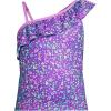 Lands’ End G One Shoulder Ruffle Tankini Fiesta Purple Bubbles Kids 14