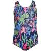Lands’ End Girls One Piece UPF 50 Tugless Swimsuit 16 Deep Sea Navy Multi Coral