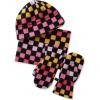 Lands’ End Kids Cozy Fleece Hat-Scarf-Gloves Set(Gradient Check/Raspberry)