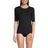 Lands’ End Women’s Sunshade UPF 50 Elbow Sleeve Rash Guard Swim Tee(Black)