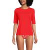 Lands’ End Women’s Sunshade UPF 50 Elbow Sleeve Rash Guard Swim Tee(Daylily Red)