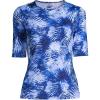 Lands’ End Women’s Sunshade UPF 50 Elbow Sleeve Rash Guard Swim Tee(Navy)