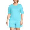 Lands’ End Women’s Sunshade UPF 50 Elbow Sleeve Rash Guard Swim Tee(River Mist)