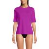 Lands’ End Women’s Sunshade UPF 50 Elbow Sleeve Rash Guard Swim Tee(Violet Rose)