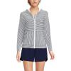 Lands’ End Women’s Sunshade UPF 50 Hooded Zip Front Rash Guard(Deep Sea Navy Mini Stripe)