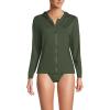 Lands’ End Women’s Sunshade UPF 50 Hooded Zip Front Rash Guard(Rich Olive Green)
