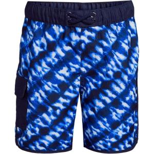 Lands’ End B Cargo Pocket Swim Trunk Electric Blue Bias Tie Dye Kids Large