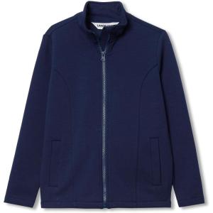 Lands’ End Boys Husky Long Sleeve Knit Full Zip Mock Neck Sweatshirt(Navy)