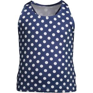 Lands’ End G Tankini Swim Top Deep Sea Navy Shadow Dot Kids Slim 7