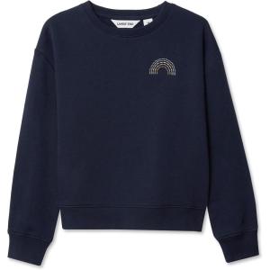 Lands’ End Girls Crew Neck Embroidered Sweatshirt(Classic Navy Rainbow)