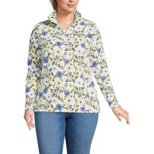 Lands’ End Anyweather Fleece Quarter Zip Pullover(Blue Allover Floral)