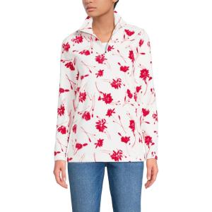 Lands’ End Anyweather Fleece Quarter Zip Pullover(Ivory/Red Tossed Floral)