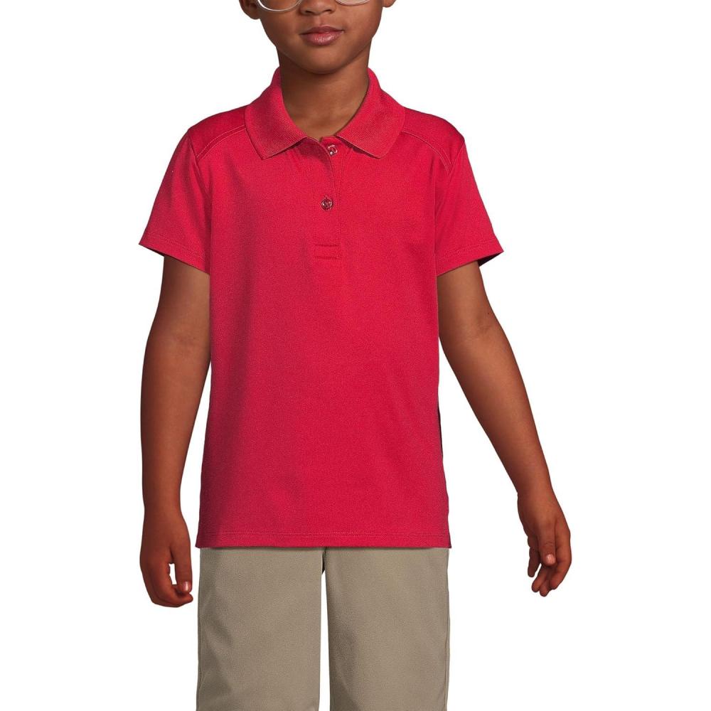 imageLands End School Uniform Girls Short Sleeve Feminine Fit Rapid Dry Polo ShirtRed