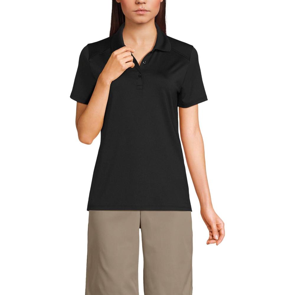 imageLands End School Uniform Womens Short Sleeve Feminine Fit Rapid Dry Polo ShirtBlack