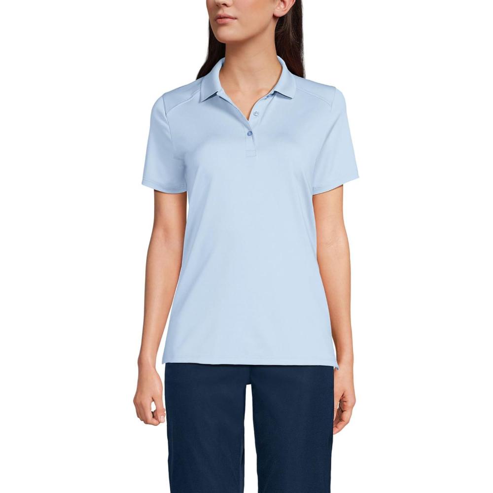 imageLands End School Uniform Womens Short Sleeve Feminine Fit Rapid Dry Polo ShirtBlue