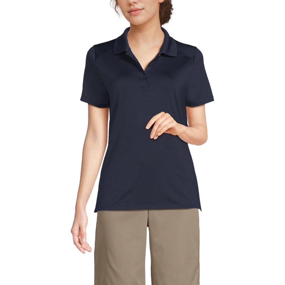 imageLands End School Uniform Womens Short Sleeve Feminine Fit Rapid Dry Polo ShirtClassic Navy