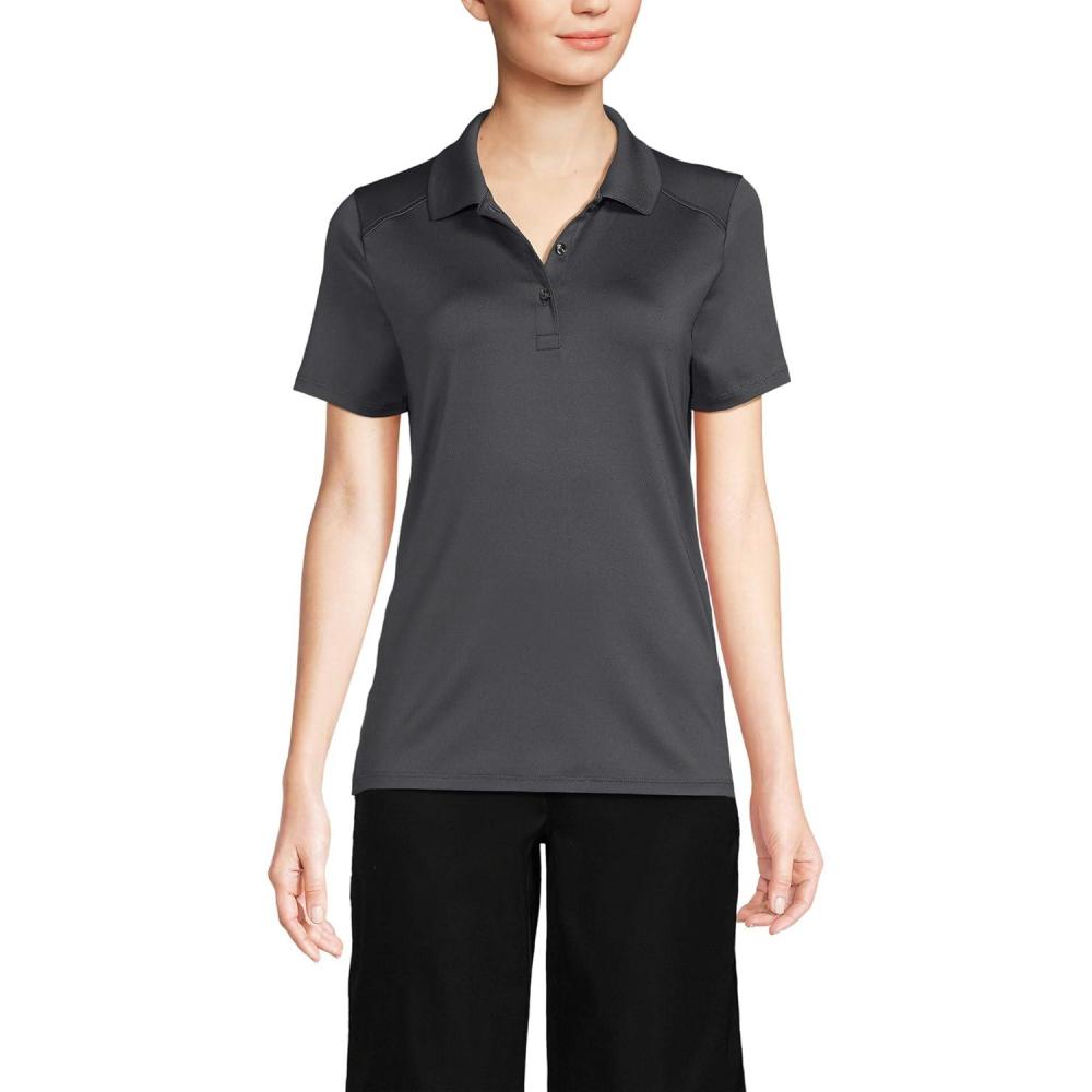 imageLands End School Uniform Womens Short Sleeve Feminine Fit Rapid Dry Polo ShirtSoapstone