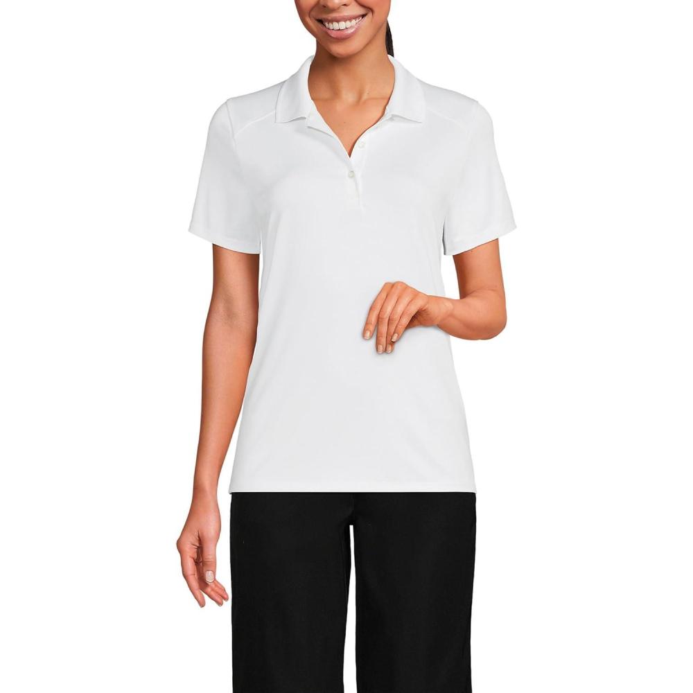 imageLands End School Uniform Womens Short Sleeve Feminine Fit Rapid Dry Polo ShirtWhite