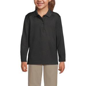 Lands’ End School Uniform Girls Long Sleeve Feminine Fit Rapid Dry Polo Shirt(Black)