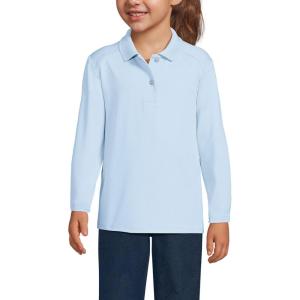 Lands’ End School Uniform Girls Long Sleeve Feminine Fit Rapid Dry Polo Shirt(Blue)