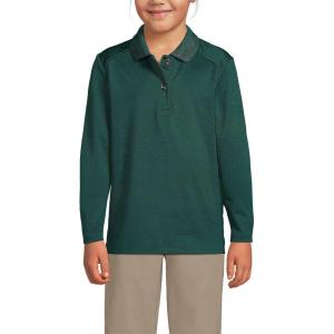Lands’ End School Uniform Girls Long Sleeve Feminine Fit Rapid Dry Polo Shirt(Evergreen)