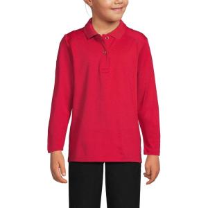Lands’ End School Uniform Girls Long Sleeve Feminine Fit Rapid Dry Polo Shirt(Red)