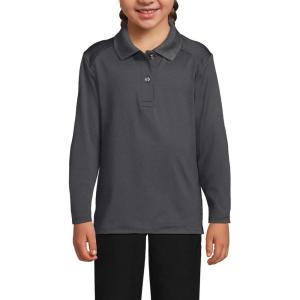 Lands’ End School Uniform Girls Long Sleeve Feminine Fit Rapid Dry Polo Shirt(Soapstone)
