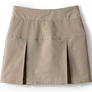 Lands’ End School Uniform Girls Performance Pleated Skort Above The Knee(Khaki)