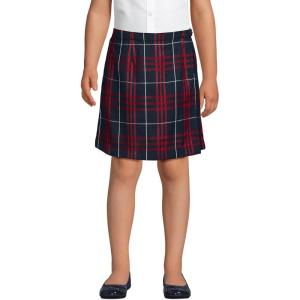 Lands’ End School Uniform Girls Plaid A Line Tab Skort Top of Knee(Classic Navy Large Plaid)