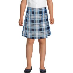 Lands’ End School Uniform Girls Plaid A Line Tab Skort Top of Knee(Clear Blue Plaid)