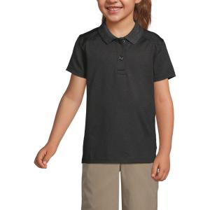 Lands’ End School Uniform Girls Short Sleeve Feminine Fit Rapid Dry Polo Shirt(Black)