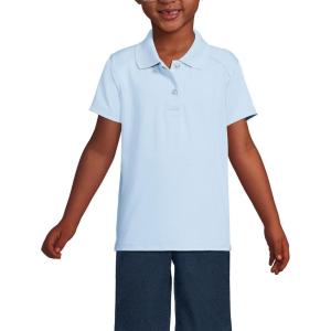 Lands’ End School Uniform Girls Short Sleeve Feminine Fit Rapid Dry Polo Shirt(Blue)