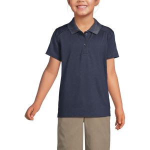 Lands’ End School Uniform Girls Short Sleeve Feminine Fit Rapid Dry Polo Shirt(Classic Navy)