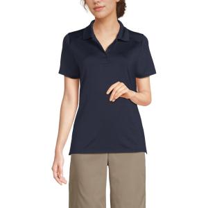 Lands’ End School Uniform Women’s Short Sleeve Feminine Fit Rapid Dry Polo Shirt(Classic Navy)