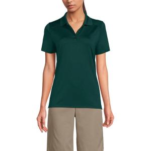 Lands’ End School Uniform Women’s Short Sleeve Feminine Fit Rapid Dry Polo Shirt(Evergreen)